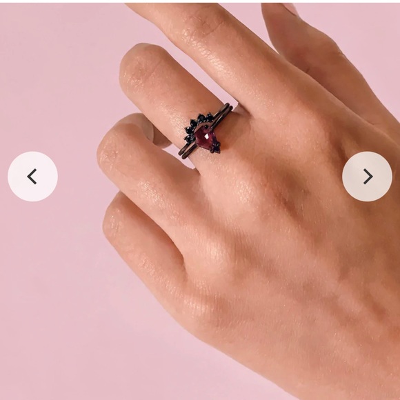 Oomiay Black and Purple Ring Set - Picture 2 of 9